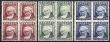 Sellos de Espaa 1946-1947 n 1005/1007 II Cent. Nacimiento de Goya bloque de cuatro en nuevo s/char
